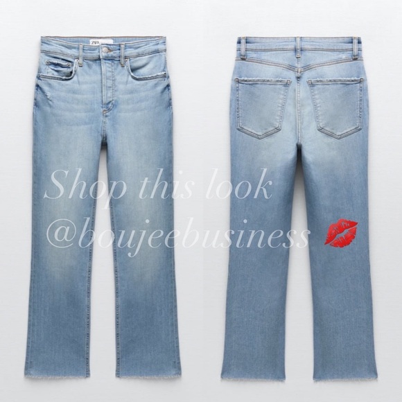 ZARA Flare Cropped Light Blue Jeans BNWT - Picture 4 of 7